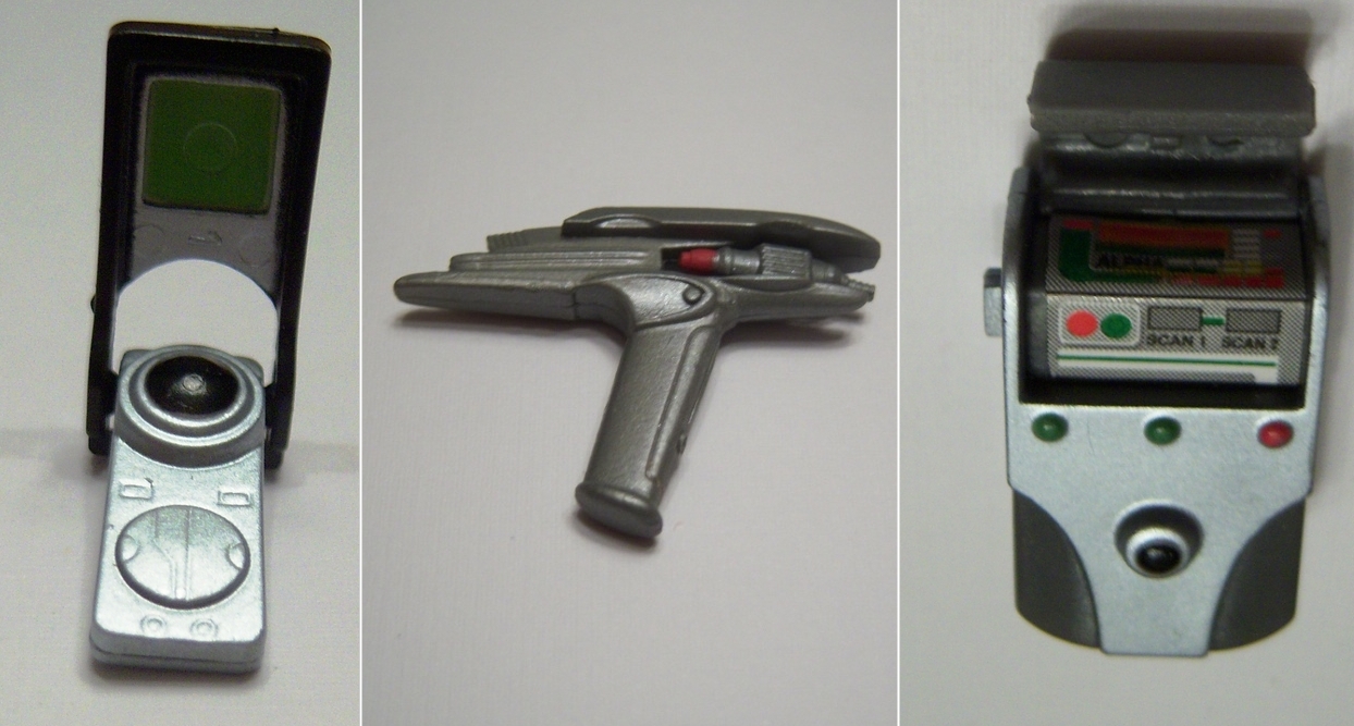OOP 1:6 scale Miniature Star Trek Tricorder Communicator Phaser fit Barbie Ken