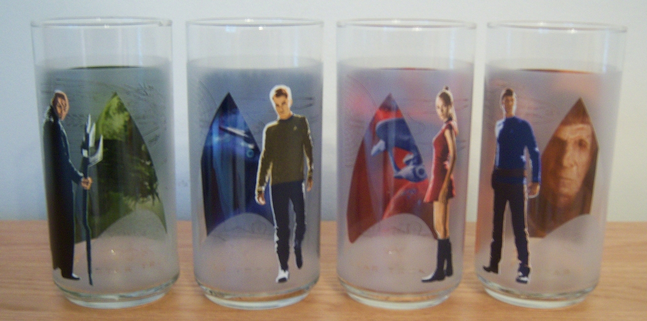 "STAR TREK" 2008 Set of Four Collector"s Burger King Glasses NEW IN BOX!! 