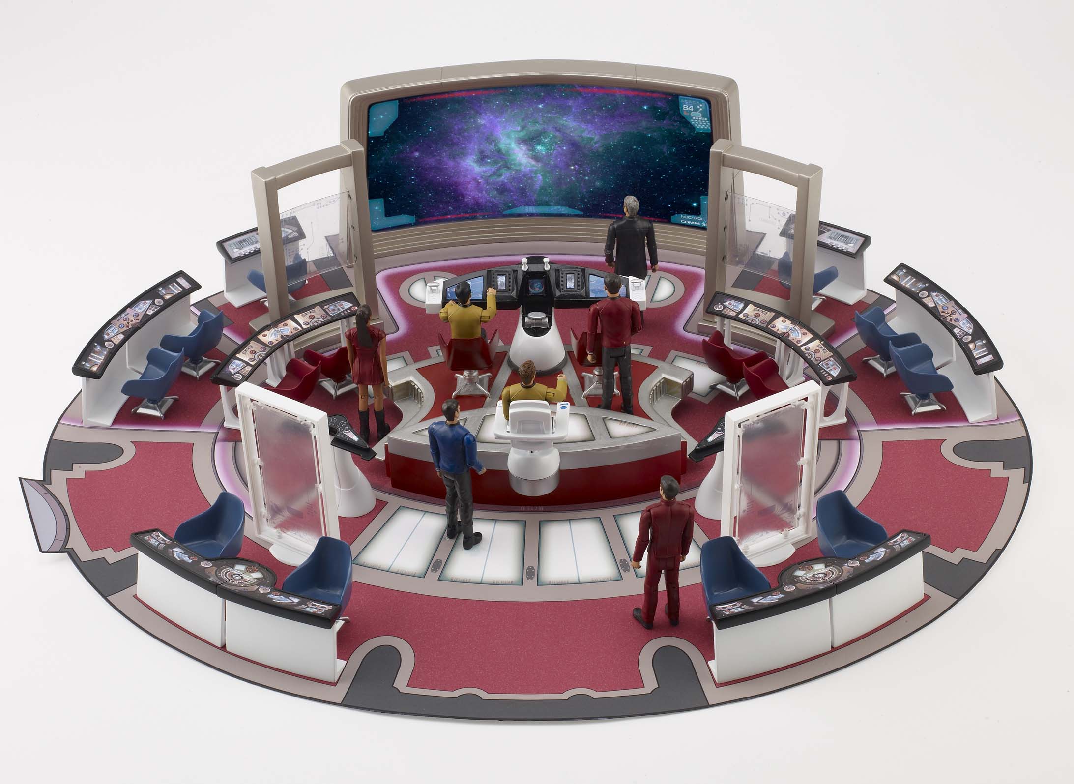 Interactive playset simulates 'Transport feature' from Star Trek movie.