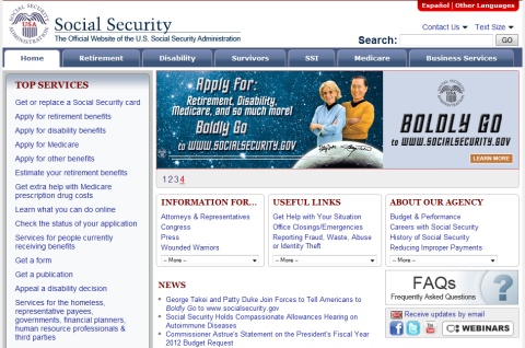 How long has Social Security had a website?